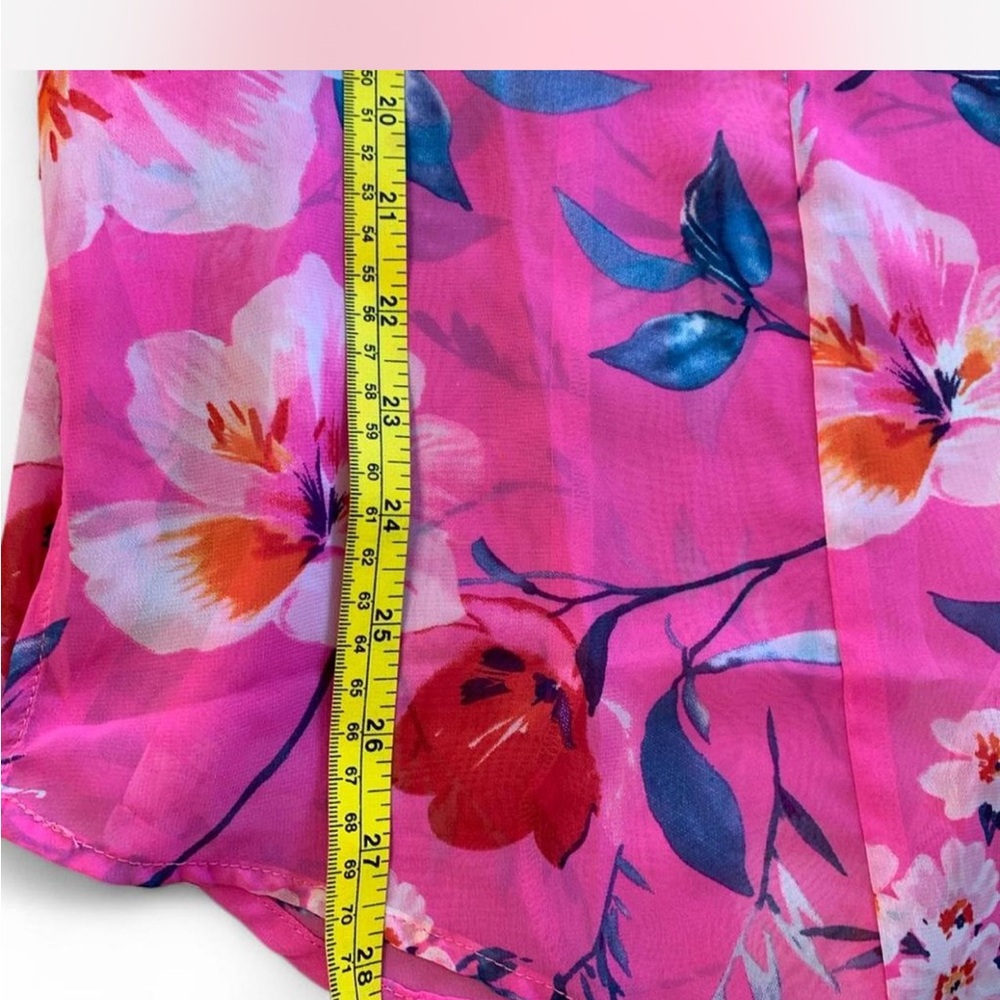 Sheer Fashion to Figure HotPink Floral Button-Up Blouse size XXL - Picture 4 of 7